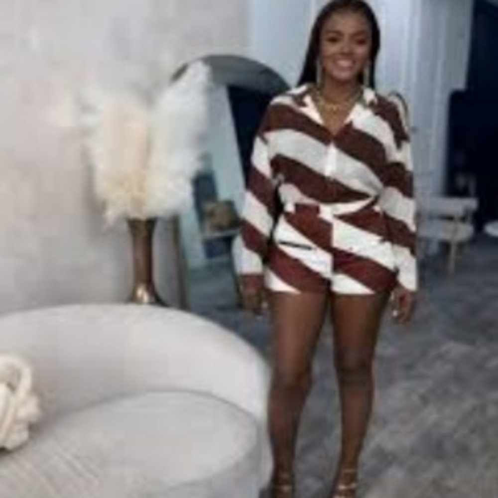 Callistari Brown Zebra Print Short Set For a Casual Evening Wear. Brand New